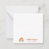 Modern Teacher Custom Name Boho Rainbow Sun Notitiekaartje (Voorkant)