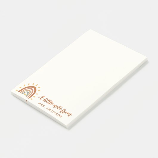 Modern Teacher Custom Name Boho Rainbow Sun Post-it® Notes (Schuin)