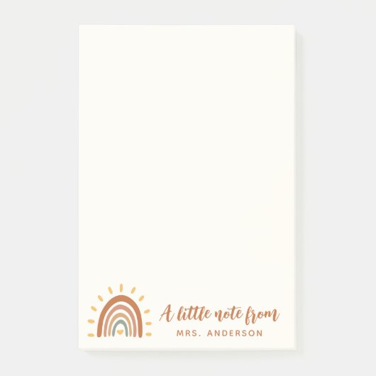 Modern Teacher Custom Name Boho Rainbow Sun Post-it® Notes (Voorkant)