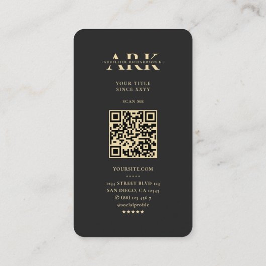 Modern Teacher Monogram Educate Black Visitekaartje (Achterkant)