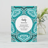 Modern Teal Abstract Pattern Kaart (Staand voorkant)