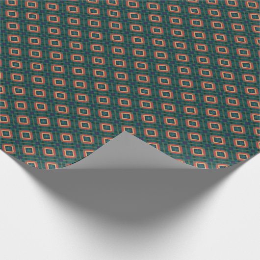 Modern Teal and Coral Geometric Diamond Pattern Cadeaupapier (Hoek)