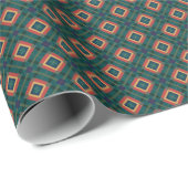 Modern Teal and Coral Geometric Diamond Pattern Cadeaupapier (Rol Hoek)