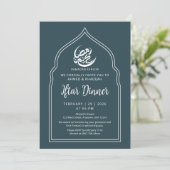 Modern Teal Arch Ramadan Iftar Dinner Invitation Kaart (Staand voorkant)