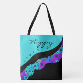 Modern Teal Black And Purple Wave Tote Bag (Voorkant)