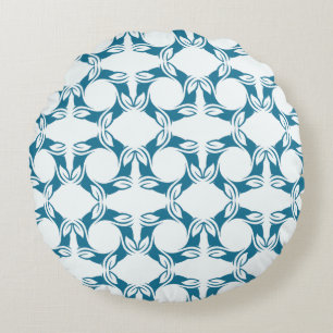 Modern Teal Bladeren Patroon Ontwerp Ronde Kussen