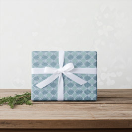 Modern Teal Blue and Summer Green Floral Pattern Inpakpapier Vel