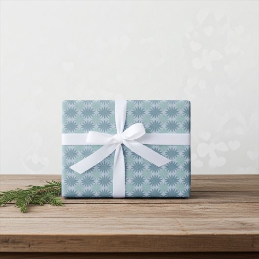 Modern Teal Blue and Summer Green Floral Pattern Inpakpapier Vel