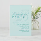 Modern Teal Blue Photo Graduation Party Kaart (Staand voorkant)