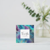 Modern Teal Blue Watercolor Abstract Thank You Vierkante Visitekaartje (Staand voorkant)