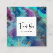 Modern Teal Blue Watercolor Abstract Thank You Vierkante Visitekaartje (Voorkant)