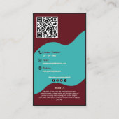 Modern Teal Burgundy Bakery Logo and QR Code   Visitekaartje (Achterkant)