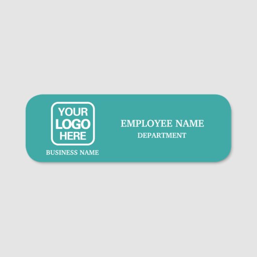 Modern Teal Custom Business Name Tag (Voorkant)