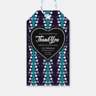 Modern Teal Dots Thank You Heart Cadeaulabel