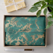 Modern Teal en Goud Marmer Patroon Tissuepapier (Geschenk)