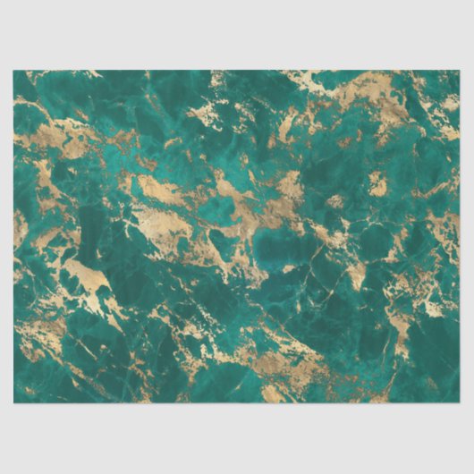 Modern Teal en Goud Marmer Patroon Tissuepapier (Voorkant)