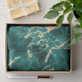 Modern Teal en Goud Marmer Patroon Tissuepapier (Geschenk)