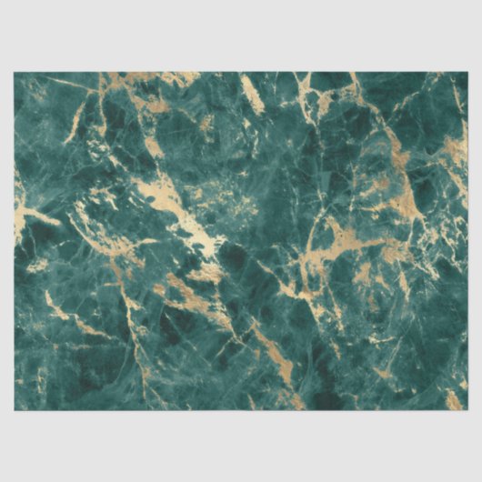 Modern Teal en Goud Marmer Patroon Tissuepapier (Voorkant)