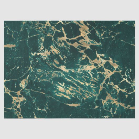 Modern Teal en Goud Marmer Patroon Tissuepapier (Voorkant)