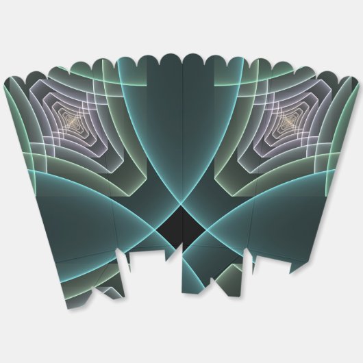 Modern Teal Geometric Fractal Art Graphic Bedankdoosjes (Ongevouwen)