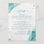 Modern Teal Gold Abstract Beach Wedding Details Informatiekaartje (Voorkant)
