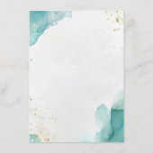Modern Teal Gold Abstract Beach Wedding Details Informatiekaartje (Achterkant)