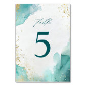 Modern Teal Gold Abstract Beach Wedding Kaart (Achterkant)