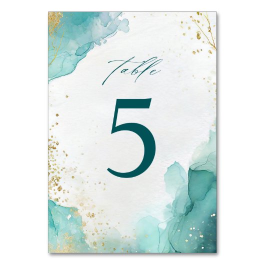 Modern Teal Gold Abstract Beach Wedding Kaart (Voorkant)