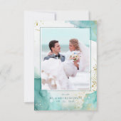 Modern Teal Gold Abstract Beach Wedding Photo Bedankkaart (Achterkant)