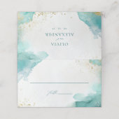 Modern Teal Gold Abstract Beach Wedding Plaatskaartje (Buitenkant ongevouwen)