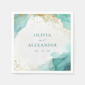 Modern Teal Gold Abstract Beach Wedding Servet (Voorkant)