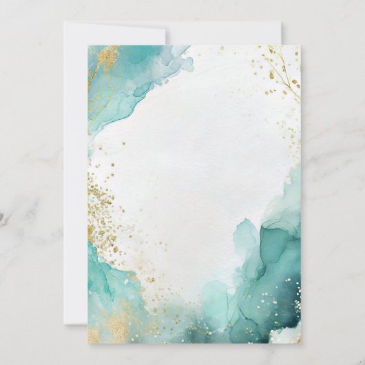 Modern Teal Gold Abstract On The Beach Wedding Kaart (Achterkant)