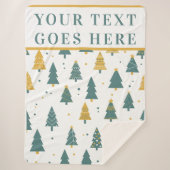 Modern Teal & Gold Christmas Tree Custom Text Sherpa Deken (Voorkant)
