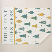 Modern Teal & Gold Christmas Tree Custom Text Sherpa Deken (Voorkant (horizontaal))