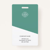 Modern Teal Green Employee Photo Company Logo Badge (Achterkant)