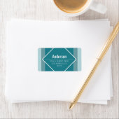 Modern Teal Green Geometric Return Address  Etiket (Insitu)