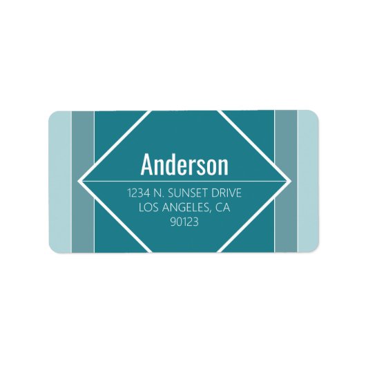Modern Teal Green Geometric Return Address  Etiket (Voorkant)
