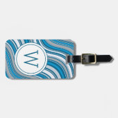 Modern Teal Green Metallic Monogram Initial  Bagagelabel (Voorkant horizontaal)