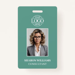 Modern Teal Green Minimalist Employee Photo Badge