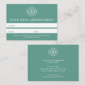 Modern Teal Green Professional Simple Reminder Afsprakenkaartje (Voorkant / Achterkant)
