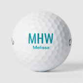 Modern Teal Monogrammering Golfballen (Voorkant)