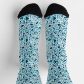 Modern Teal Mosaic Patterned Dress Socks for Men Sokken (Top)