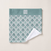 Modern Teal Nordic Damask Bad Handdoek (Wasdoekje)