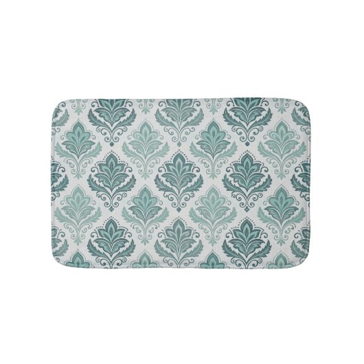 Modern Teal Nordic Damask Badmat (Voorkant)
