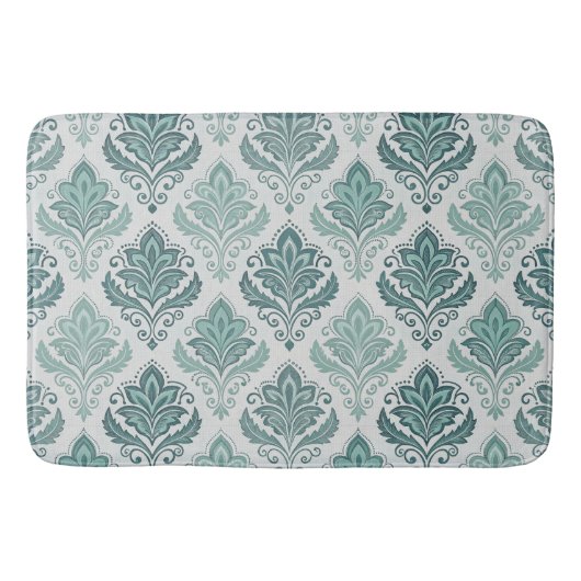 Modern Teal Nordic Damask Badmat (Voorkant)