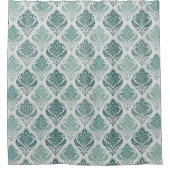 Modern Teal Nordic Damask Douchegordijn (Voorkant)
