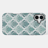 Modern Teal Nordic Damask iPhone Hoesje (Achterkant horizontaal)