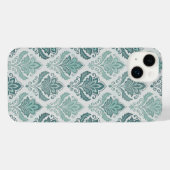 Modern Teal Nordic Damask iPhone Hoesje (Achterkant horizontaal)