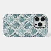 Modern Teal Nordic Damask iPhone Hoesje (Achterkant horizontaal)