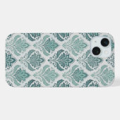 Modern Teal Nordic Damask iPhone Hoesje (Achterkant horizontaal)